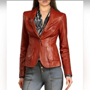 CASABLANCA VINTAGE 100% LAMB LEATHER BLAZER SIZE SMALL